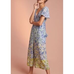 NWT Anthropologie Romerio Sleep Jumpsuit Purple Floral Tassels Size XS